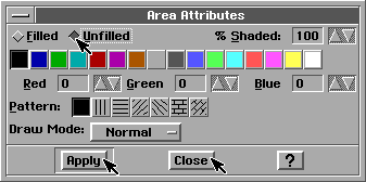 [screen shot of area attributes dialog]